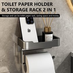 toilet paper holder space, aluminum wall mounted, black toilet paper roll holder, bathroom accessories, storage shelf