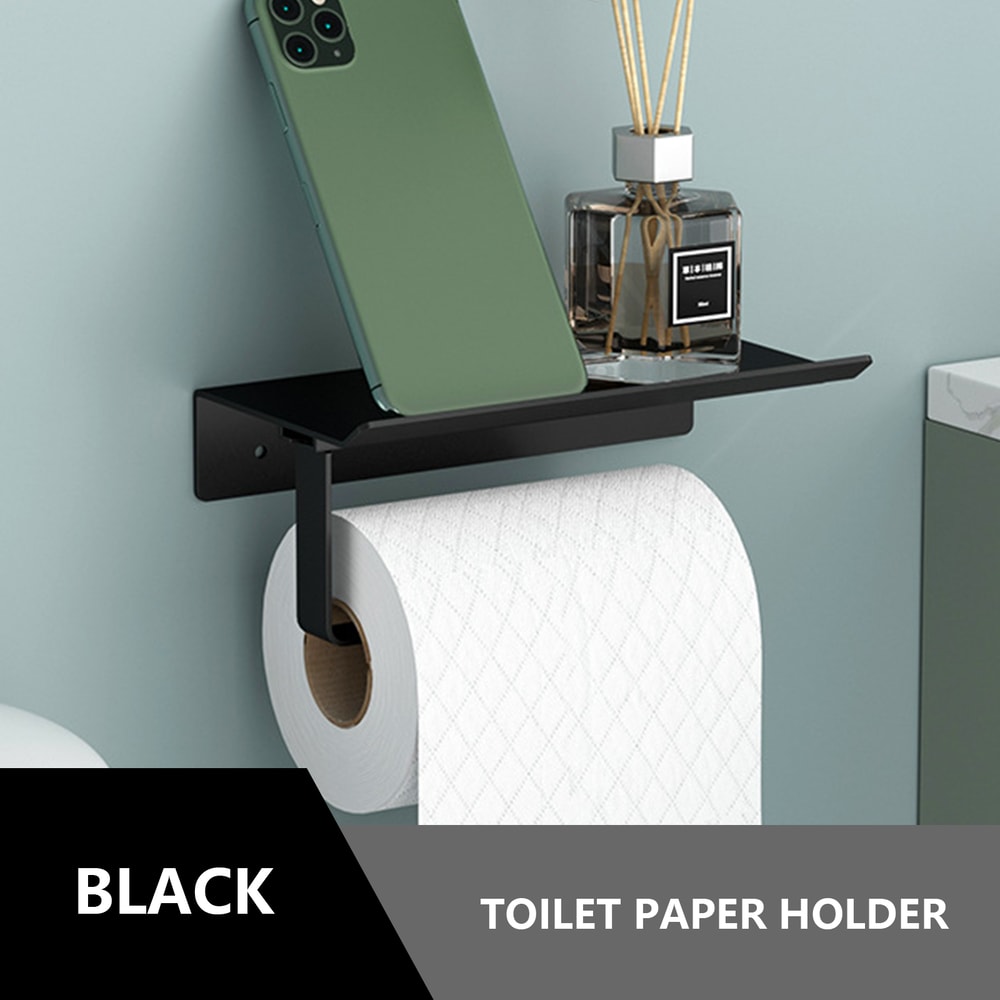 Toilet Paper Holder Space Aluminum Wall Mounted Black Toilet Paper Roll Holder Bathroom Accessories