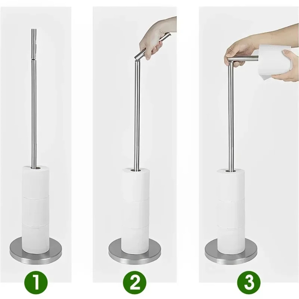 Paper Towel Holder Bathroom Stainless Steel, Floor Mounted Toilet Paper Holder, Single Pole Kitchen Shelf