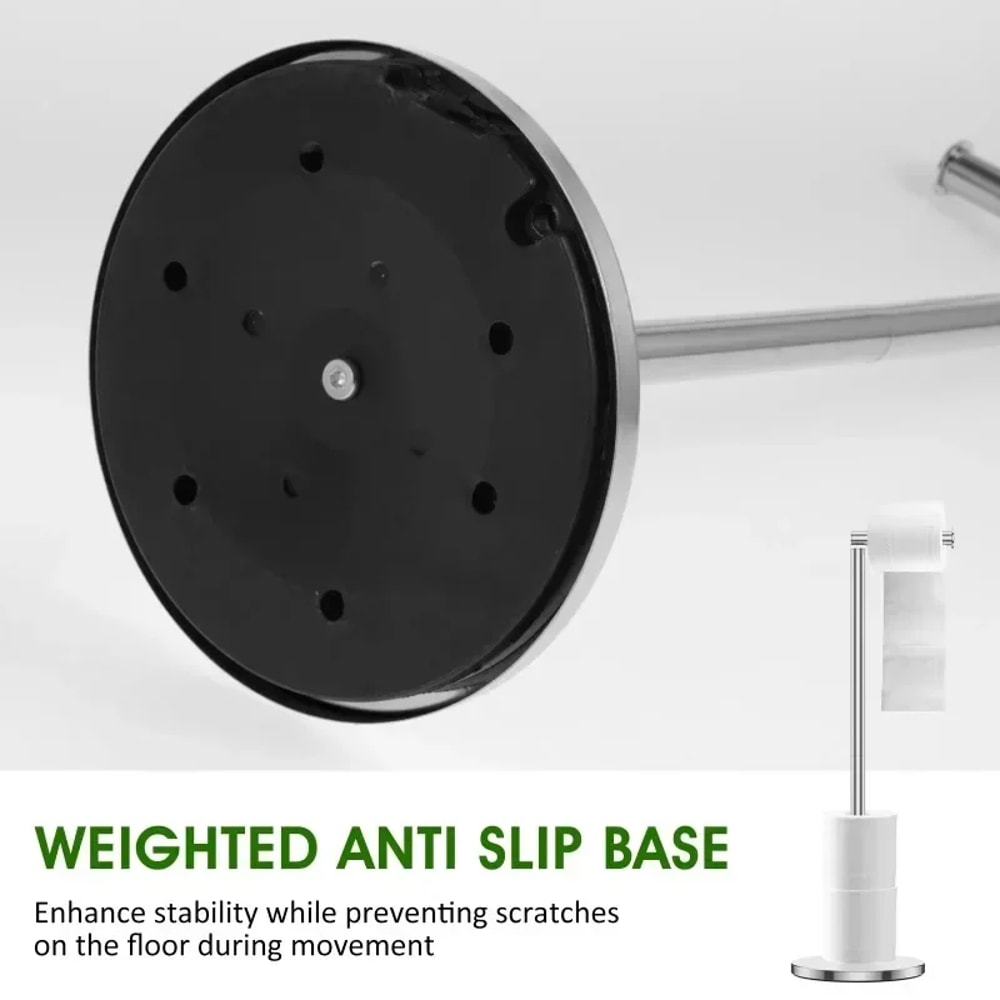Paper Towel Holder Bathroom Stainless Steel, Floor Mounted Toilet Paper Holder, Single Pole Kitchen Shelf