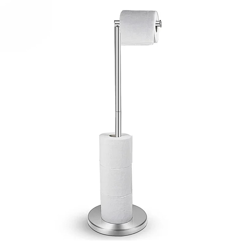 Paper Towel Holder Bathroom Stainless Steel, Floor Mounted Toilet Paper Holder, Single Pole Kitchen Shelf