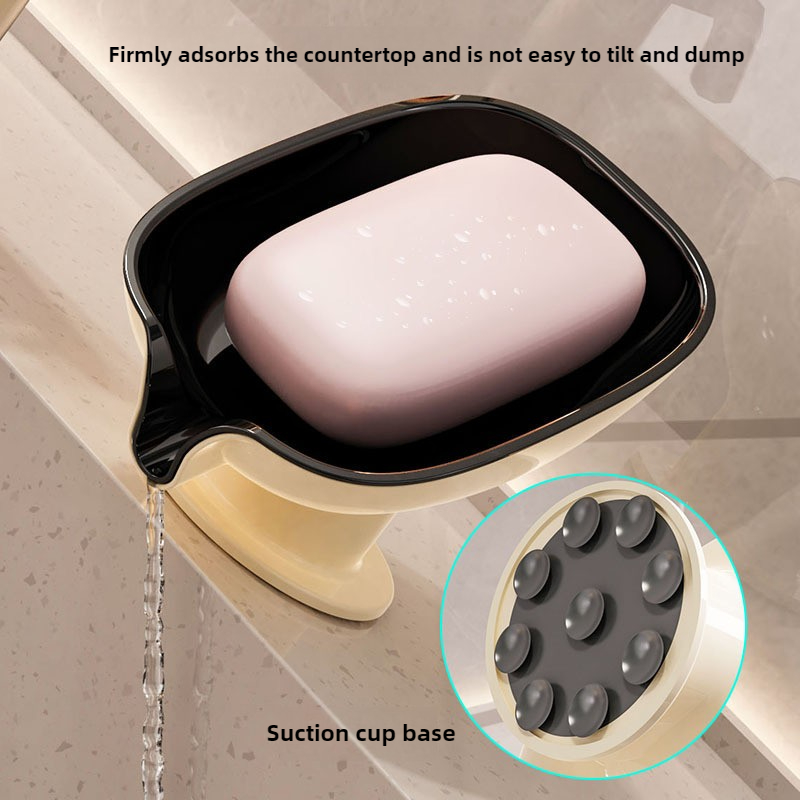 Luxury Suction Cup Soap Box Drain Free Punching Household Soap Rack Bathroom Shelf Countertop 3