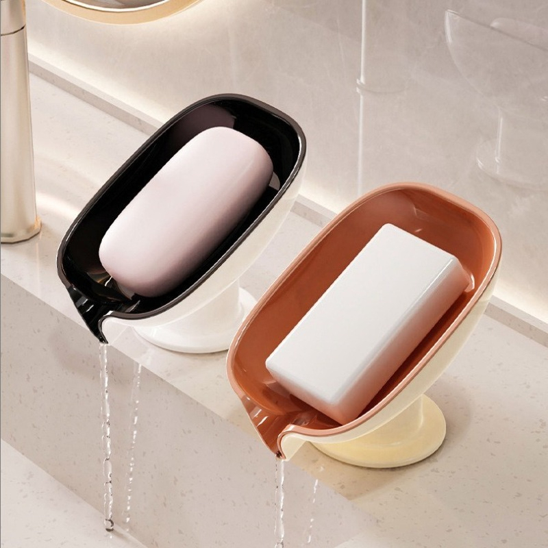 Luxury Suction Cup Soap Box Drain Free Punching Household Soap Rack Bathroom Shelf Countertop 5