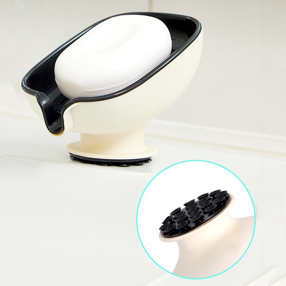 Luxury Suction Cup Soap Box Drain Free Punching Household Soap Rack Bathroom Shelf Countertop 6