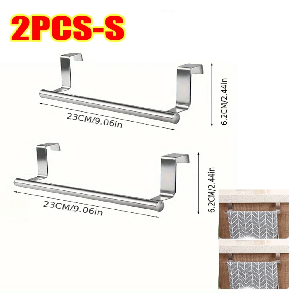 Towel Rack Over Door Stainless Steel Towel Bar NonDrilling Bathroom Kitchen Hanging Holder 6