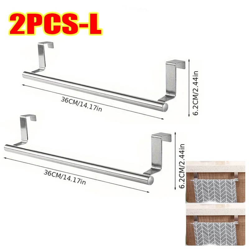 Towel Rack Over Door Stainless Steel Towel Bar NonDrilling Bathroom Kitchen Hanging Holder 7