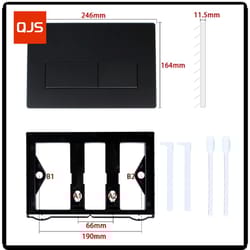 dual flushing plate with lever set and mounting frame, for geberit sigma actuator plates, toilet parts matt black