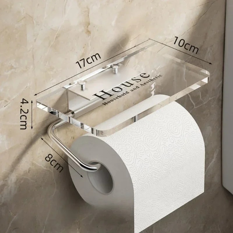 Luxury Gold Toilet Paper Holder With Shelf No Punching Acrylic Roll Paper Holder Bathroom Tissue Ha 7