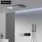 Luxury Brass Gun Grey Thermostatic Shower System, Spray Modes, Ceiling-Embedded Waterfall Bath Mixer with LED Digital