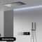 Luxury Brass Gun Grey Thermostatic Shower System, Spray Modes, Ceiling-Embedded Waterfall Bath Mixer with LED Digital