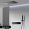 Luxury Brass Gun Grey Thermostatic Shower System, Spray Modes, Ceiling-Embedded Waterfall Bath Mixer with LED Digital