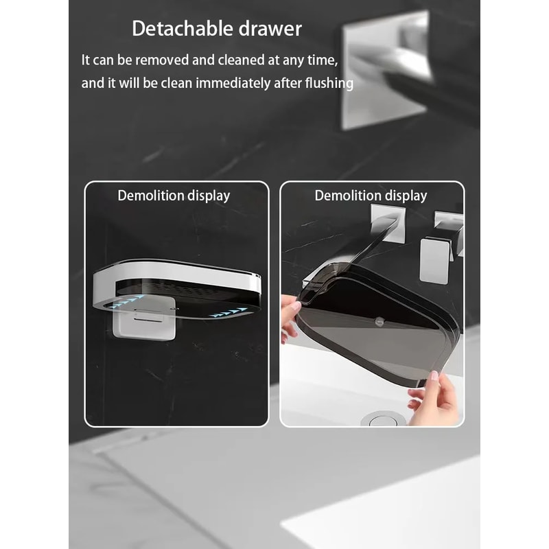 Perforated Wall Mounted Double Layer Storage, Double Layer Drainage Bathroom Storage Rack, Soap Rack, for Household Use