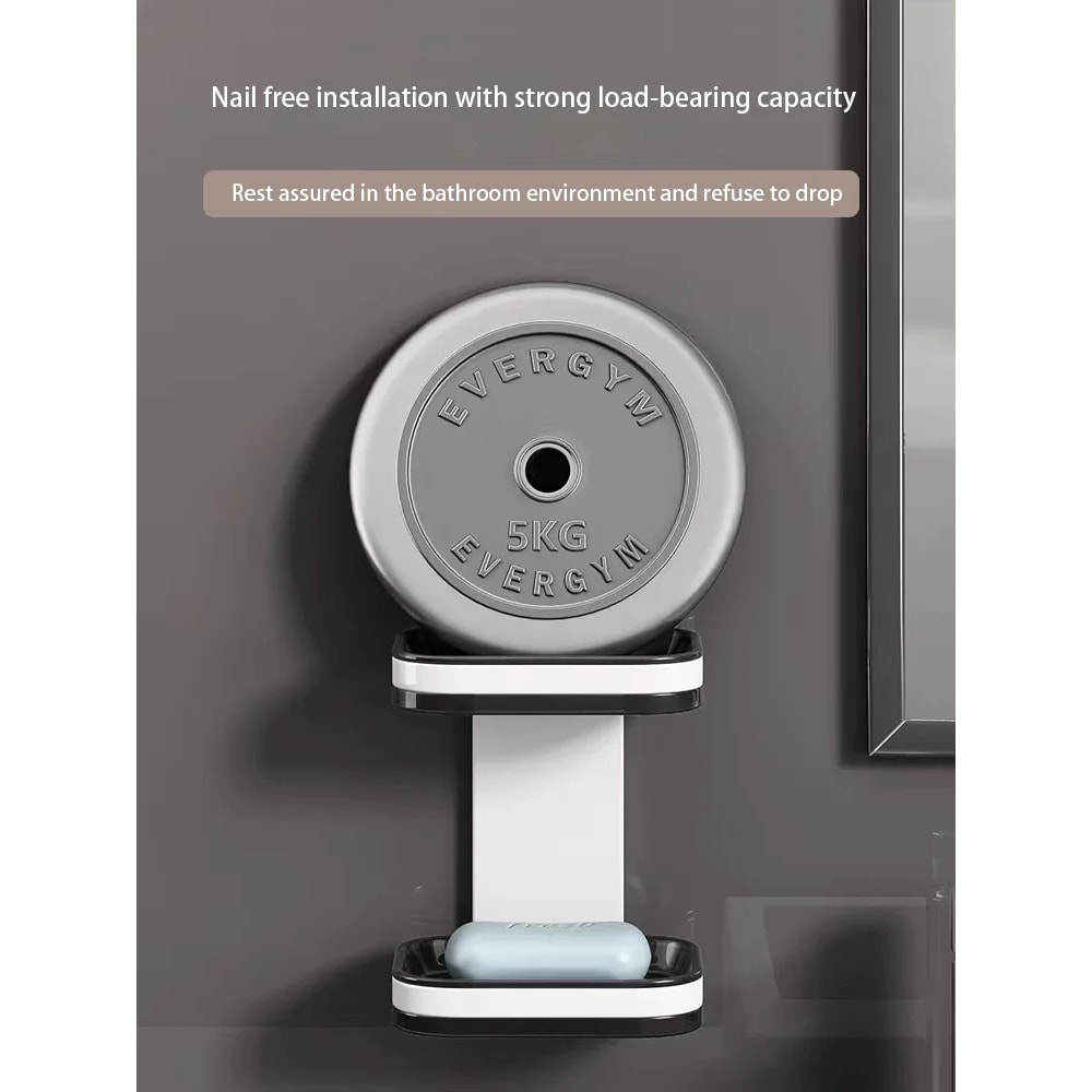 Perforated Wall Mounted Double Layer Storage, Double Layer Drainage Bathroom Storage Rack, Soap Rack, for Household Use