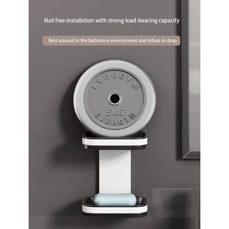 Perforated Wall Mounted Double Layer Storage, Double Layer Drainage Bathroom Storage Rack, Soap Rack, for Household Use