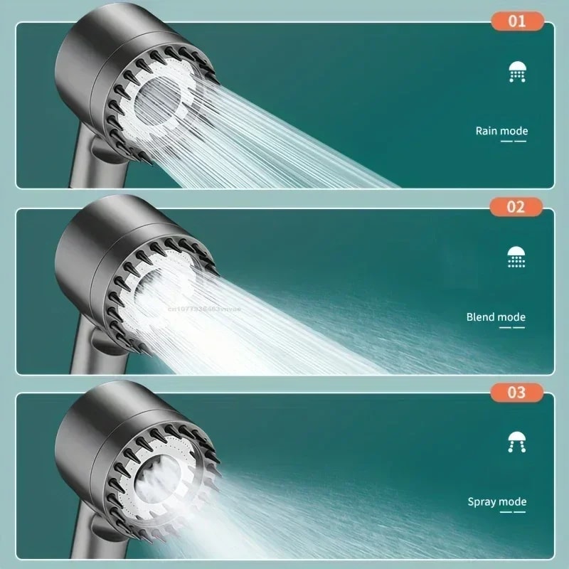 Shower Head with Filter, High Pressure Shower Knobs, One-Key Stop Water Massage System, Bathroom Accessories