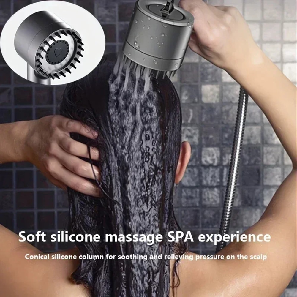 Shower Head with Filter, High Pressure Shower Knobs, One-Key Stop Water Massage System, Bathroom Accessories