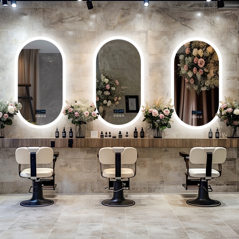 LED Lighted Bluetooth Bathroom Mirror, Backlit Dimming Vanity Mirror, Time and Date Display, Anti-Fog Function