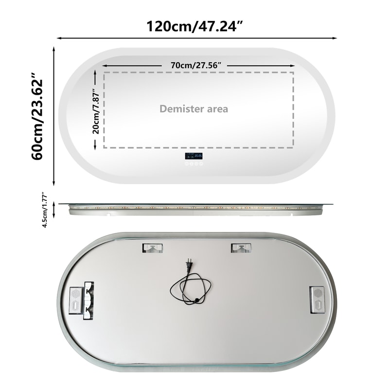 LED Lighted Bluetooth Bathroom Mirror, Backlit Dimming Vanity Mirror, Time and Date Display, Anti-Fog Function