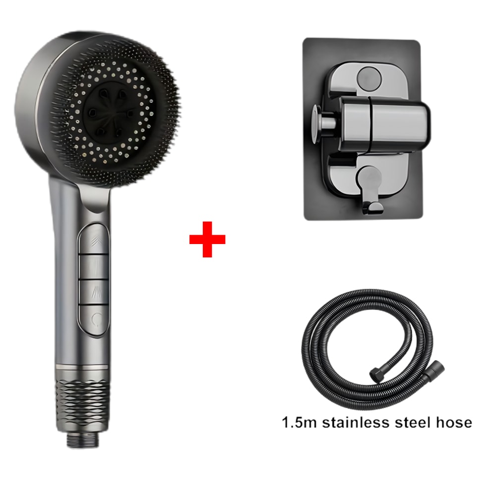 Selfcleaning Shower Head With Silicone Brush High Pressure ABS Showerhead With OneKey Stop Water Ma 9