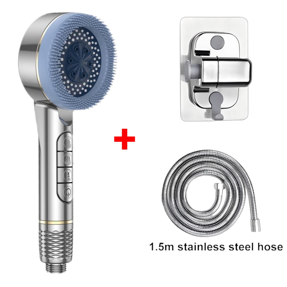 Selfcleaning Shower Head With Silicone Brush High Pressure ABS Showerhead With OneKey Stop Water Ma 11
