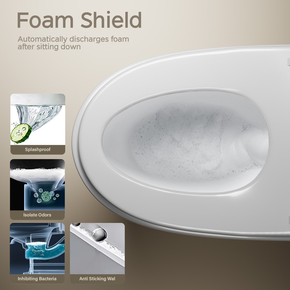 Smart Toilet with Built-in Bidet, AUTO Open/Close, Warm Water Sprayer, Heated Bidet Toilet Seat for Bathrooms, AUTO Dual