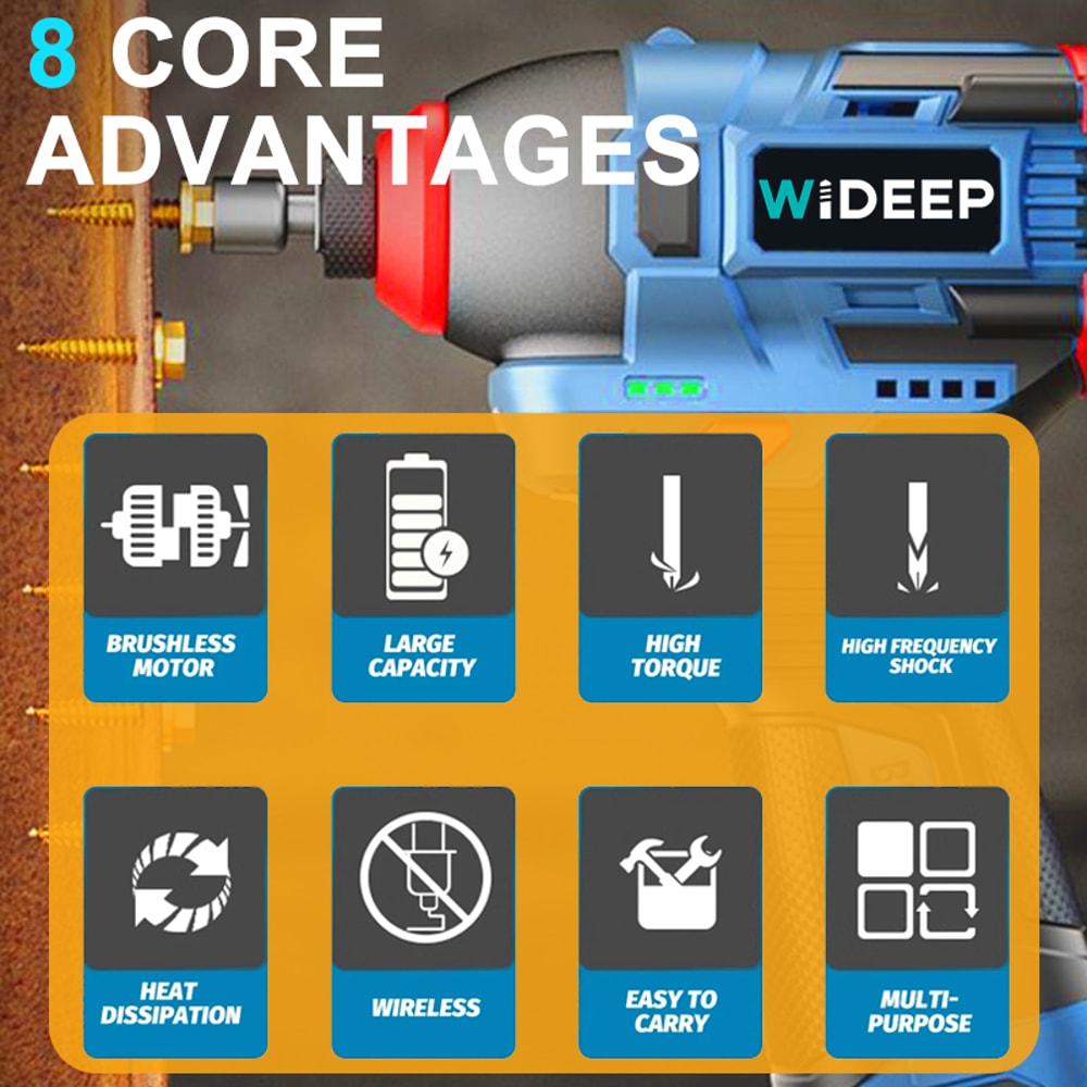 Brushless Electric Drill Cordless Screwdriver Impact Driver Multifunction Power Tools For Household 4