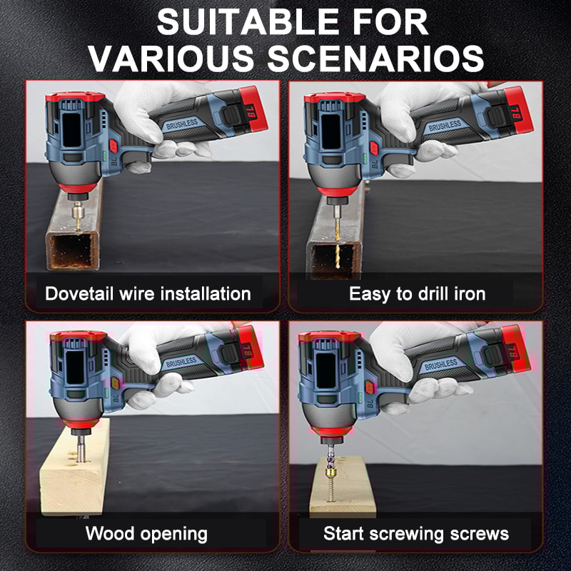 Brushless Electric Drill Cordless Screwdriver Impact Driver Multifunction Power Tools For Household 5