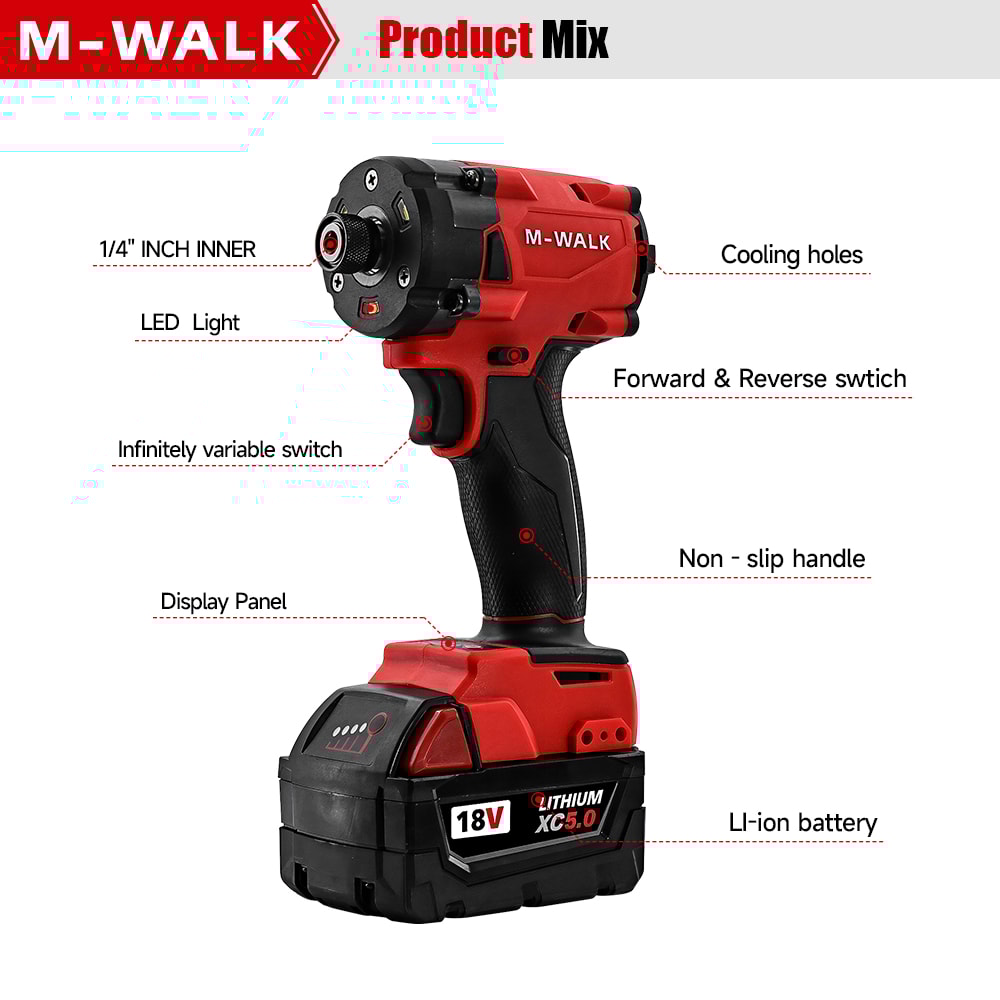 Max Torque Brushless Impact Driver High Power Screwdriver Electric Power Tool For Milwaukee Battery 5