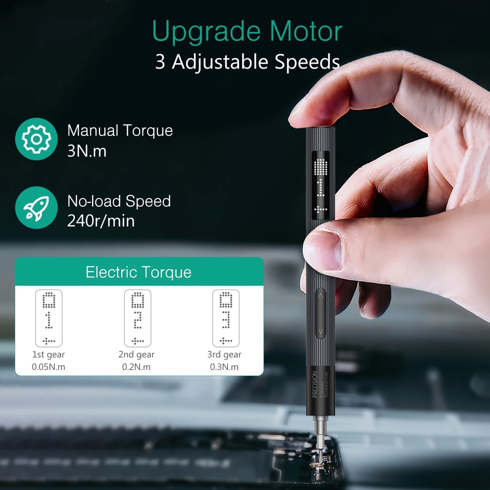 Precision Electric Screwdriver Set, Speed Torque Adjustable, Magnetic Phillips Torx Bits for iPhone, Laptop, Watch, PC