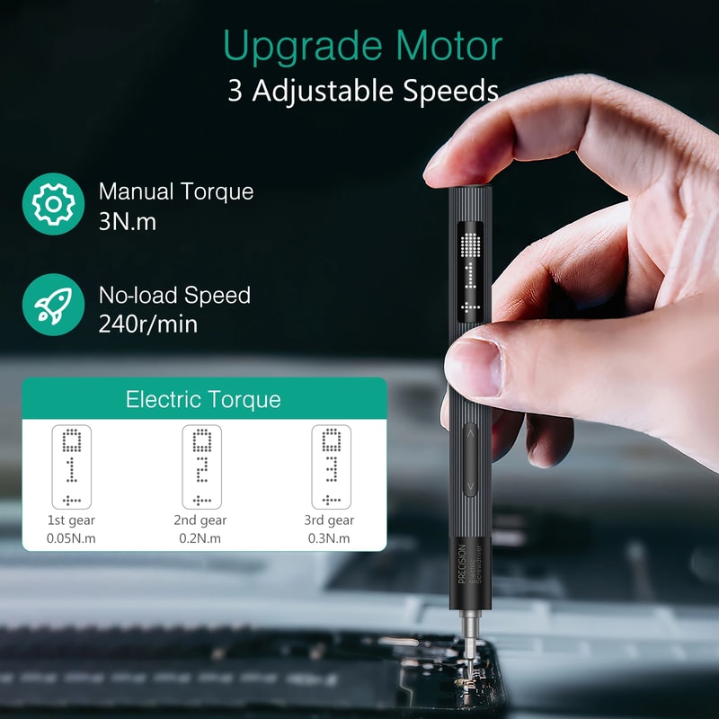 Precision Electric Screwdriver Set, Speed Torque Adjustable, Magnetic Phillips Torx Bits for iPhone, Laptop, Watch, PC