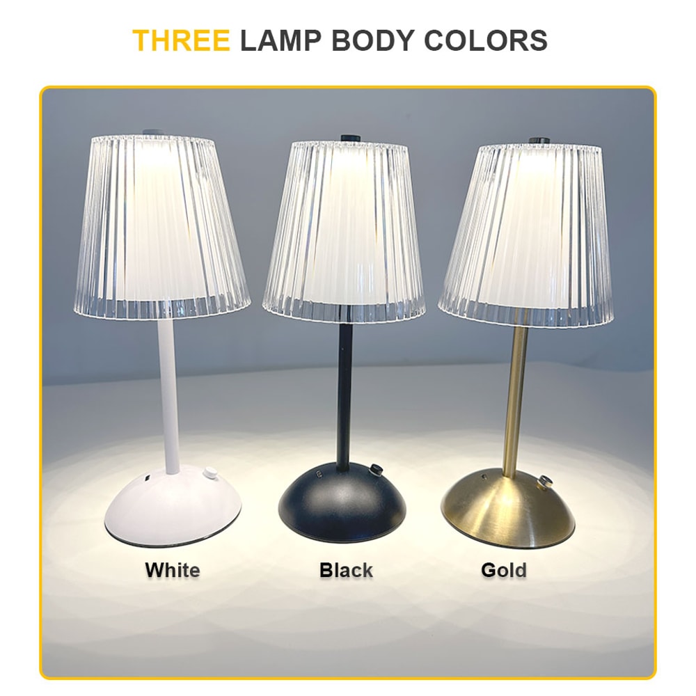 Alloy Touch Sensor LED Table Lamp, Rechargeable Desk Lamp, Adjustable Bedside Light, Decorative Lamp for Restaurant