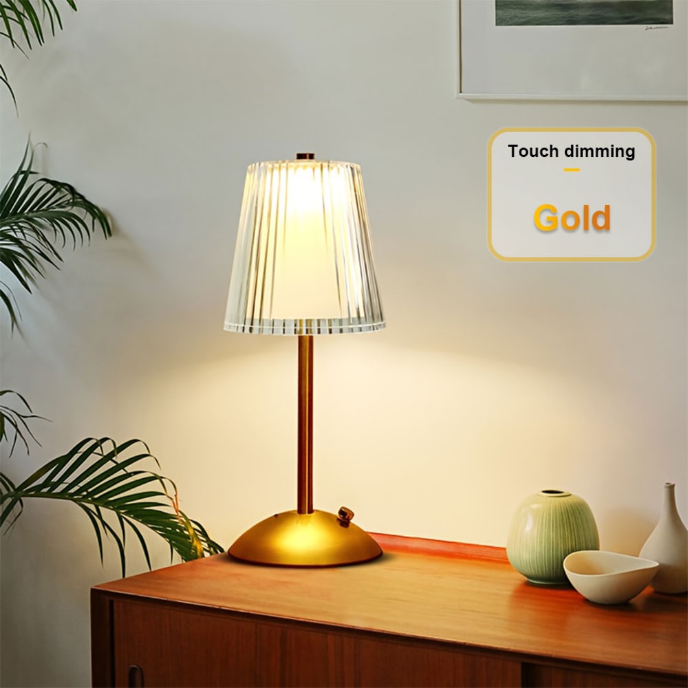 Alloy Touch Sensor LED Table Lamp, Rechargeable Desk Lamp, Adjustable Bedside Light, Decorative Lamp for Restaurant