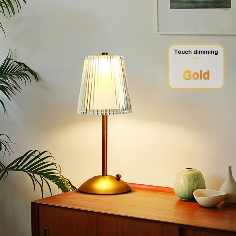 Alloy Touch Sensor LED Table Lamp, Rechargeable Desk Lamp, Adjustable Bedside Light, Decorative Lamp for Restaurant