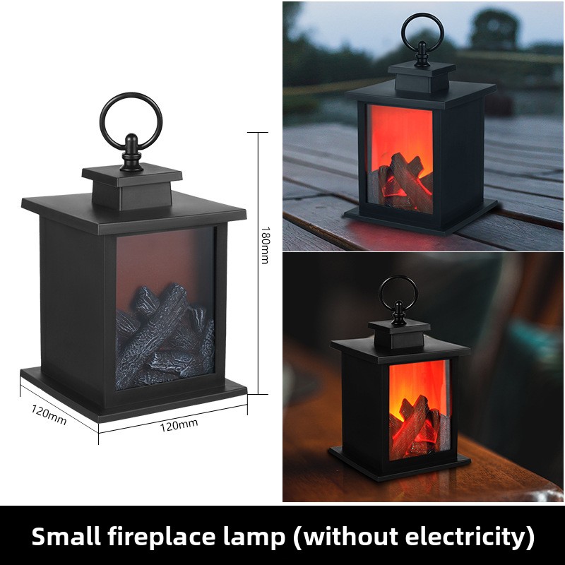 LED Fireplace Lamp, Realistic Flame, Battery USB Powered, Vintage Style, Indoor Room, Terrace, Christmas Halloween
