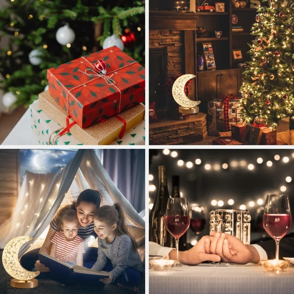 Bedroom Crystal Touch Dimming Night Light Girls Room Home Decor USB Bedside LED Ambient Table Moon 3