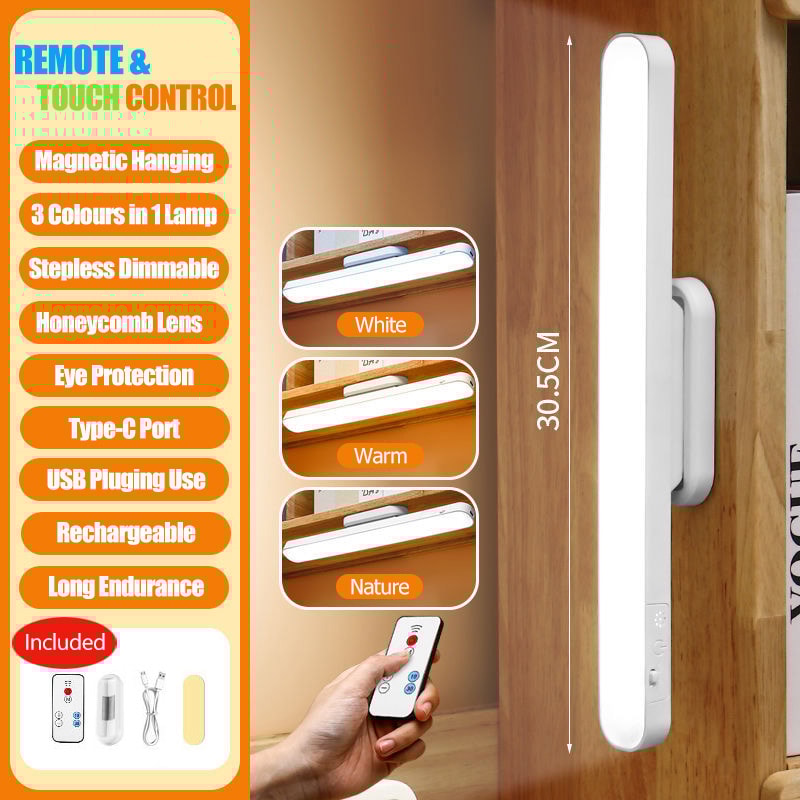 Remote LED Desk Lamp, Magnetic Hanging Night Light, USB Rechargeable Table Lamp, Reading Light For Cabinet, Closet