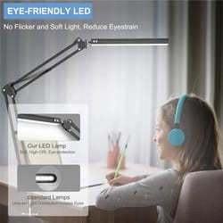 led desk lamp for home, adjustable eye-caring desk light with clamp, color modes, brightness settings for reading
