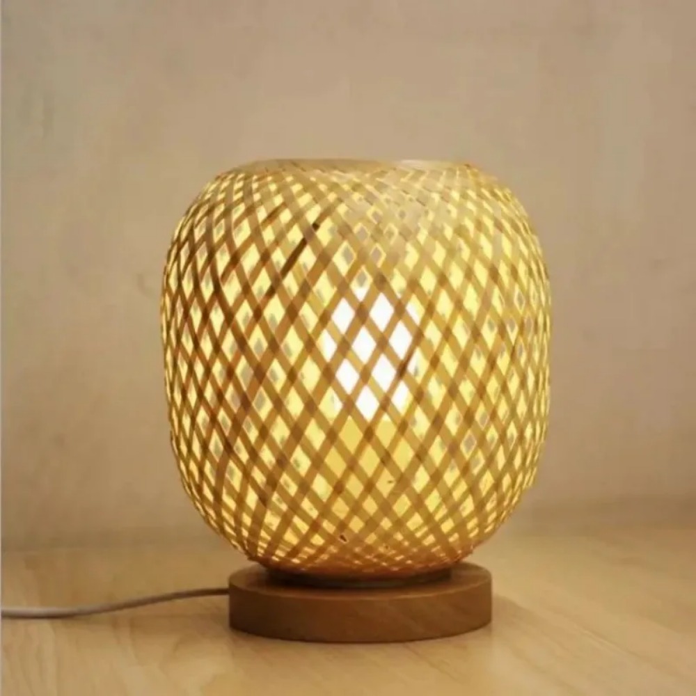 Bohemian Hand-woven Bamboo Table Lamps, Vintage Vine Rattan Decorative Lights for Study, Teahouse, Bedside