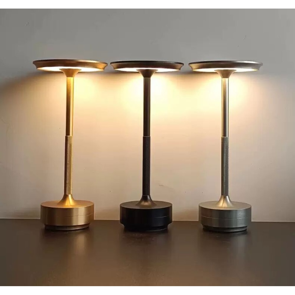 Aluminum Alloy Simple Decorative Lamp, LED Night Light, Retro Portable Rechargeable Touch Desk Lamp, Infinitely Dimmable