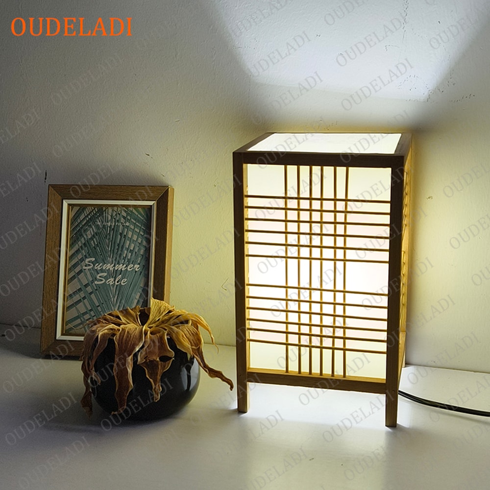 Bedroom Warm Bedside Lamp Zen Tea Room Lamp Tatami Decor Wood Table Lamps Living Room Bamboo Art De 3