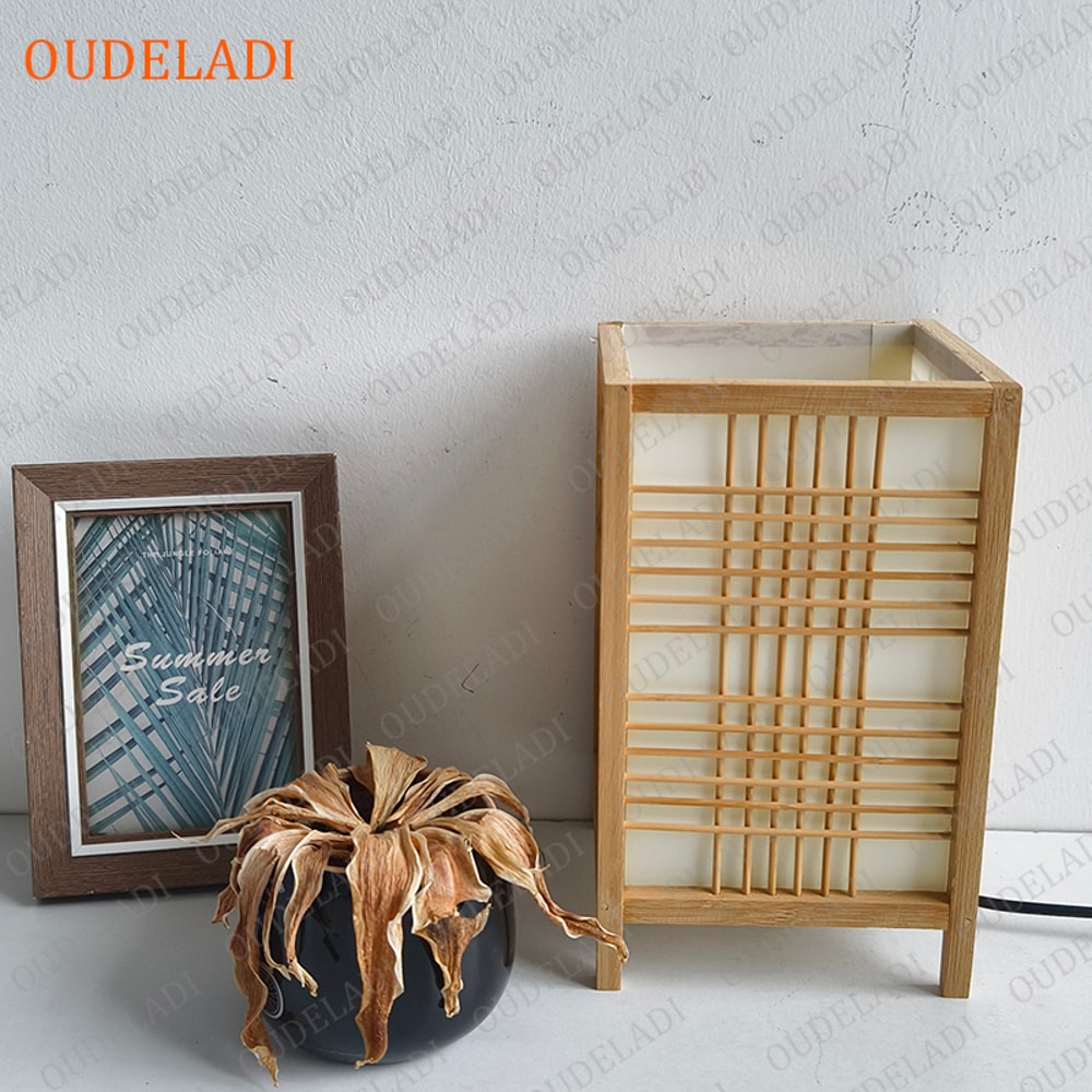 Bedroom Warm Bedside Lamp Zen Tea Room Lamp Tatami Decor Wood Table Lamps Living Room Bamboo Art De 4