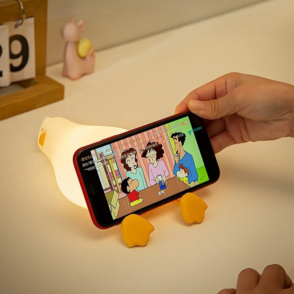 LED Duck Rechargeable Night Light Pat Silicone Lamp Cute Cartoon Bedside Nightlights For Children H 1