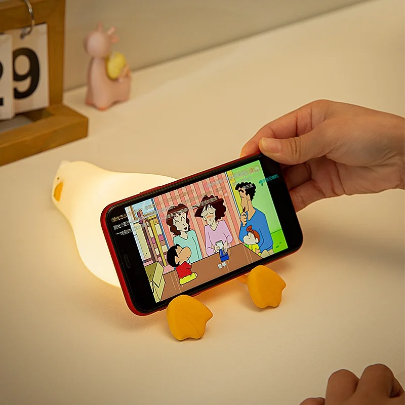 LED Duck Rechargeable Night Light Pat Silicone Lamp Cute Cartoon Bedside Nightlights For Children H 1