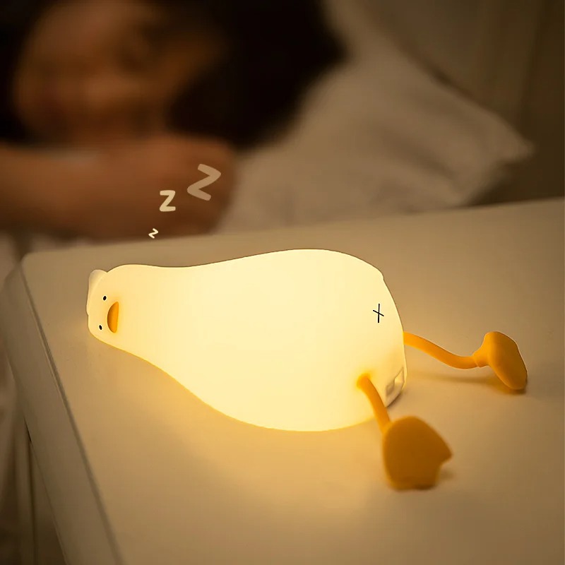 LED Duck Rechargeable Night Light Pat Silicone Lamp Cute Cartoon Bedside Nightlights For Children H 2