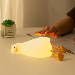 led duck rechargeable night light, pat silicone lamp, cute cartoon bedside nightlights for children, home room decor