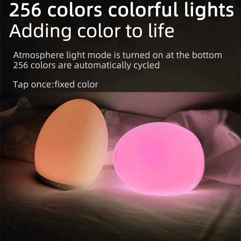 LED Night Lights USB Rechargeable Egg Shape RGB Lamp Eye Protection Baby Feeding Sleeping Outdoor B 2