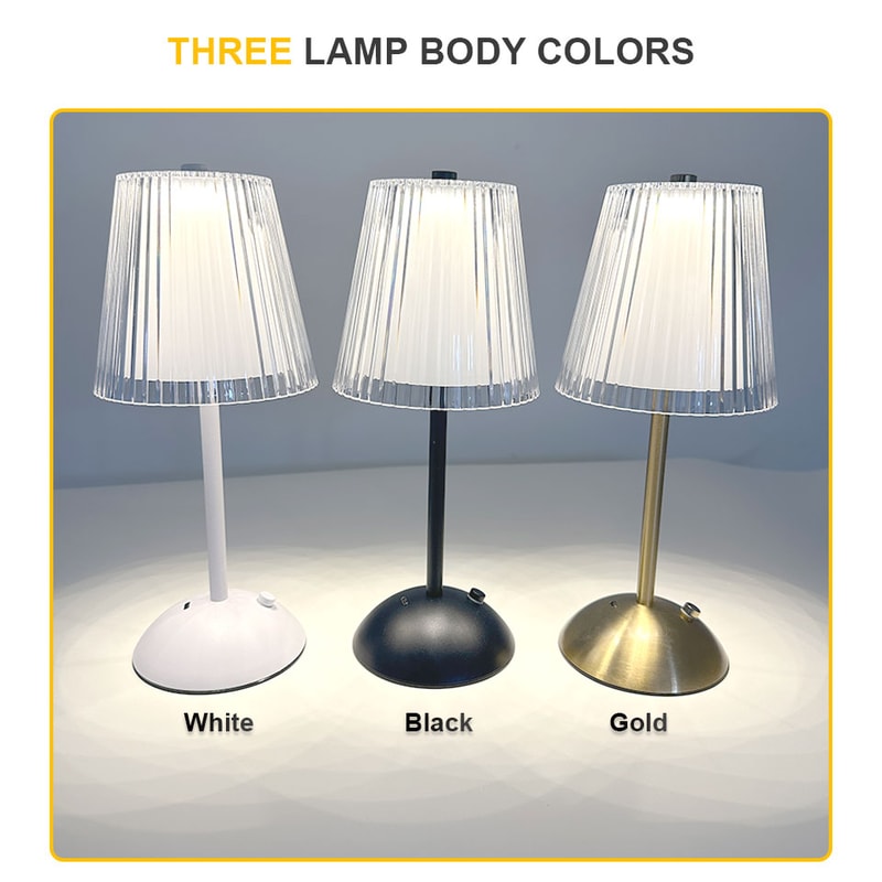 Alloy Touch Sensor LED Table Lamp, Rechargeable Desk Lamp, 3 Colors Adjustable, Bedside Light for Restaurants, Hotels