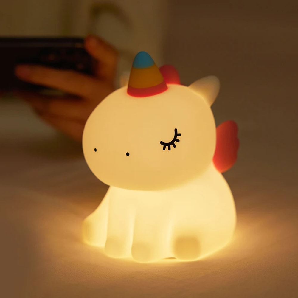 Cute Silicone LED Night Light For Kids USB Rechargeable Touch Lamp Cartoon Animal Bedroom Decor Ide 4