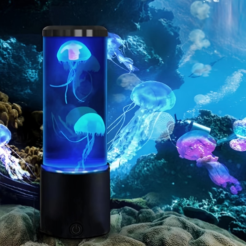 Jellyfish Lava Lamp, LED Aquarium Ocean Night Lights, 7 Colors Mood Light, Bedroom Desktop Decoration Gift