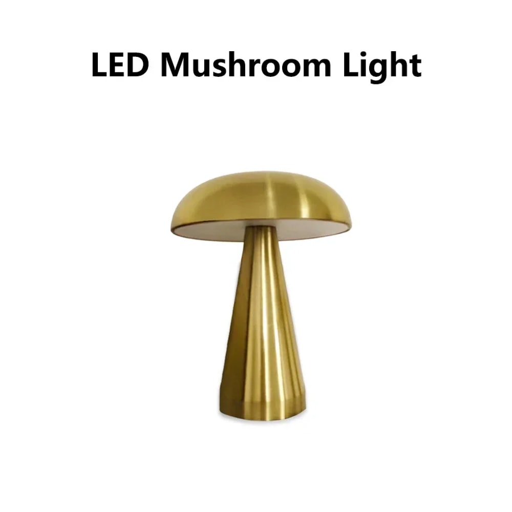 Retro Mushroom LED Table Lamp, Rechargeable Touch Sensor Bedside Lamp, Reading Light for Bedroom, Restaurant and Bar